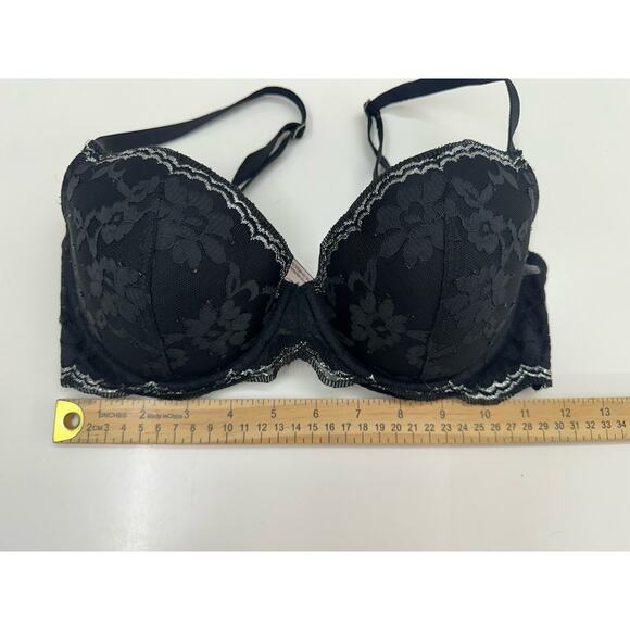 Victorias Secret Womens Bra Size 32DD Dream Angels Lined Demi Black Lace Floral - Picture 11 of 13